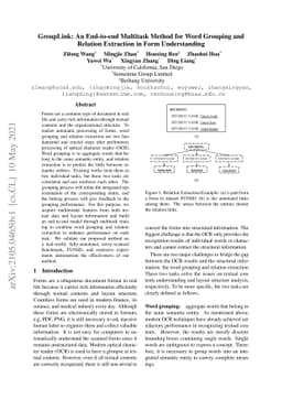 GroupLink: An End-to-end Multitask Method for Word Grouping and Relation
  Extraction in Form Understanding