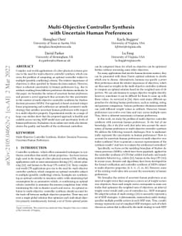 Multi-Objective Controller Synthesis with Uncertain Human Preferences