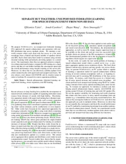 Separate but Together: Unsupervised Federated Learning for Speech
  Enhancement from Non-IID Data