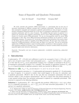 Sums of Separable and Quadratic Polynomials