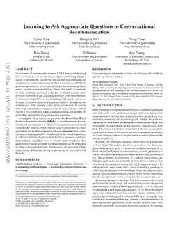 Learning to Ask Appropriate Questions in Conversational Recommendation