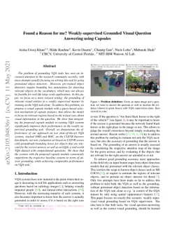 Found a Reason for me? Weakly-supervised Grounded Visual Question
  Answering using Capsules