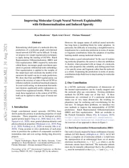 Improving Molecular Graph Neural Network Explainability with
  Orthonormalization and Induced Sparsity