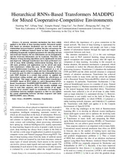 Hierarchical RNNs-Based Transformers MADDPG for Mixed
  Cooperative-Competitive Environments