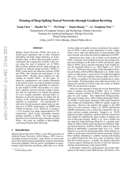 Pruning of Deep Spiking Neural Networks through Gradient Rewiring