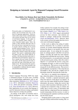 Designing an Automatic Agent for Repeated Language based Persuasion
  Games