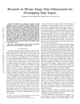 Research on Mosaic Image Data Enhancement for Overlapping Ship Targets