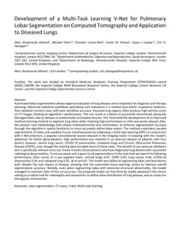 Development of a Multi-Task Learning V-Net for Pulmonary Lobar
  Segmentation on Computed Tomography and Application to Diseased Lungs