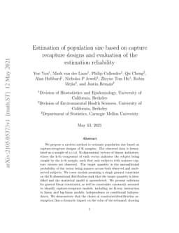 Estimation of population size based on capture recapture designs and
  evaluation of the estimation reliability