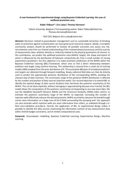 A new framework for experimental design using Bayesian Evidential
  Learning: the case of wellhead protection area