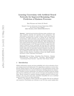 Learning Uncertainty with Artificial Neural Networks for Improved
  Remaining Time Prediction of Business Processes