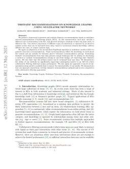 Thematic recommendations on knowledge graphs using multilayer networks