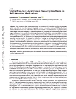 Global Structure-Aware Drum Transcription Based on Self-Attention
  Mechanisms