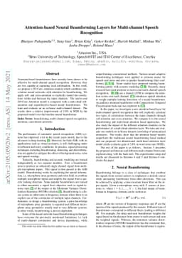 Attention-based Neural Beamforming Layers for Multi-channel Speech
  Recognition