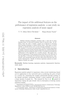 The impact of the additional features on the performance of regression
  analysis: a case study on regression analysis of music signal