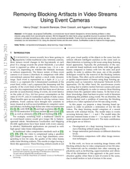Removing Blocking Artifacts in Video Streams Using Event Cameras