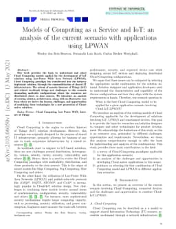 Models of Computing as a Service and IoT: an analysis of the current
  scenario with applications using LPWAN