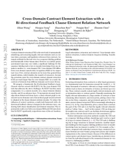 Cross-Domain Contract Element Extraction with a Bi-directional Feedback
  Clause-Element Relation Network