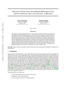 Negative Selection Algorithm Research and Applications in the last
  decade: A Review