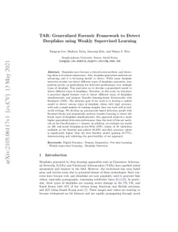 TAR: Generalized Forensic Framework to Detect Deepfakes using Weakly
  Supervised Learning