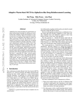 Adaptive Warm-Start MCTS in AlphaZero-like Deep Reinforcement Learning