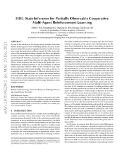 SIDE: State Inference for Partially Observable Cooperative Multi-Agent
  Reinforcement Learning