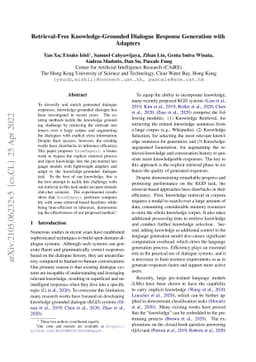Retrieval-Free Knowledge-Grounded Dialogue Response Generation with
  Adapters