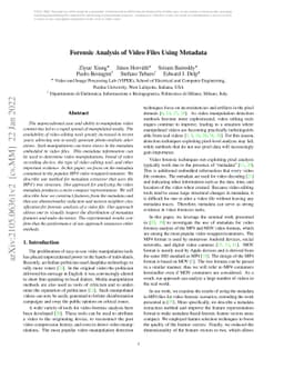 Forensic Analysis of Video Files Using Metadata