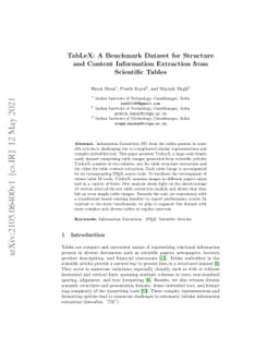 TabLeX: A Benchmark Dataset for Structure and Content Information
  Extraction from Scientific Tables