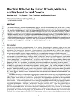 Deepfake Detection by Human Crowds, Machines, and Machine-informed
  Crowds