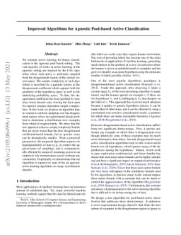 Improved Algorithms for Agnostic Pool-based Active Classification