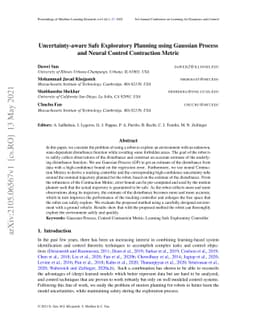 Uncertainty-aware Safe Exploratory Planning using Gaussian Process and
  Neural Control Contraction Metric