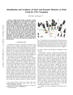 Identification and Avoidance of Static and Dynamic Obstacles on Point
  Cloud for UAVs Navigation
