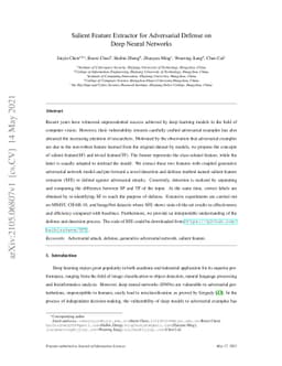 Salient Feature Extractor for Adversarial Defense on Deep Neural
  Networks