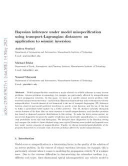 Bayesian inference under model misspecification using
  transport-Lagrangian distances: an application to seismic inversion