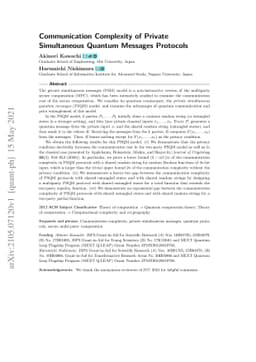 Communication Complexity of Private Simultaneous Quantum Messages
  Protocols