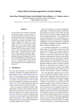 A Deep Metric Learning Approach to Account Linking