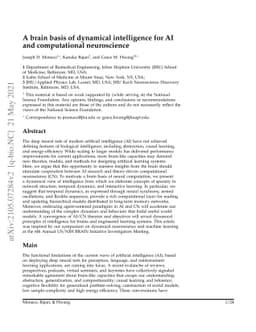 A brain basis of dynamical intelligence for AI and computational
  neuroscience
