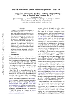 The Volctrans Neural Speech Translation System for IWSLT 2021