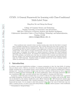 CCMN: A General Framework for Learning with Class-Conditional
  Multi-Label Noise