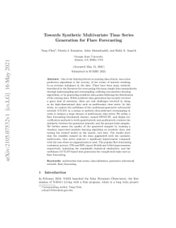 Towards Synthetic Multivariate Time Series Generation for Flare
  Forecasting
