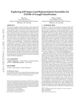 Exploring Self-Supervised Representation Ensembles for COVID-19 Cough
  Classification