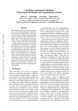 Classifying Argumentative Relations Using Logical Mechanisms and
  Argumentation Schemes
