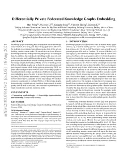 Differentially Private Federated Knowledge Graphs Embedding