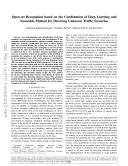 Open-set Recognition based on the Combination of Deep Learning and
  Ensemble Method for Detecting Unknown Traffic Scenarios