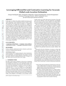 Leveraging EfficientNet and Contrastive Learning for Accurate
  Global-scale Location Estimation