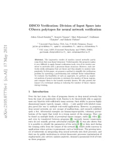 DISCO Verification: Division of Input Space into COnvex polytopes for
  neural network verification
