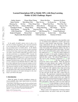 Learned Smartphone ISP on Mobile NPUs with Deep Learning, Mobile AI 2021
  Challenge: Report