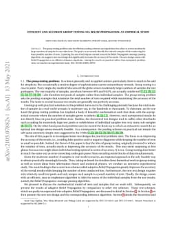 Efficient and accurate group testing via Belief Propagation: an
  empirical study