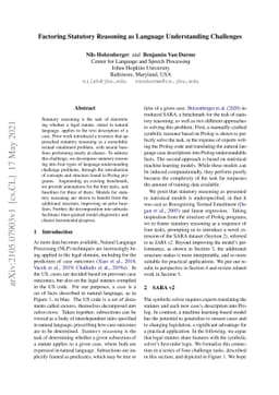 Factoring Statutory Reasoning as Language Understanding Challenges